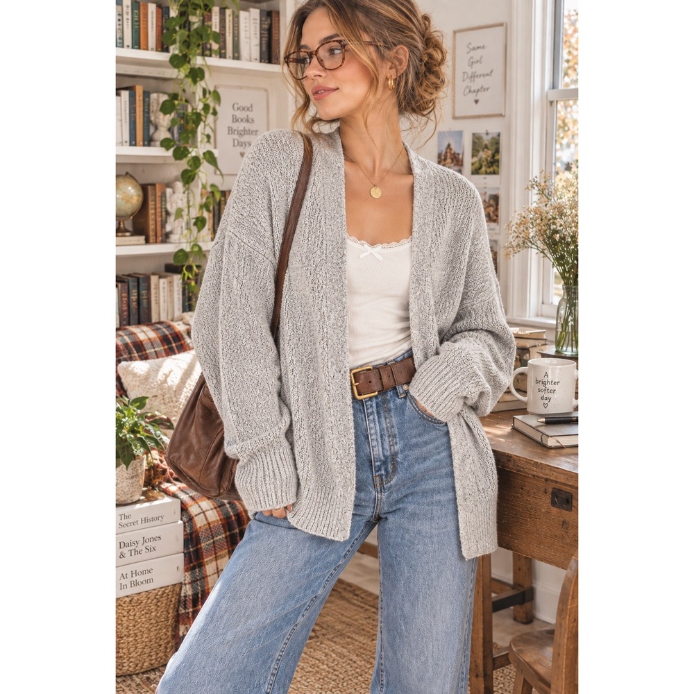 BDG Gray Marled Knit Cocoon Cardigan Oversized Slouchy Grunge Boho M